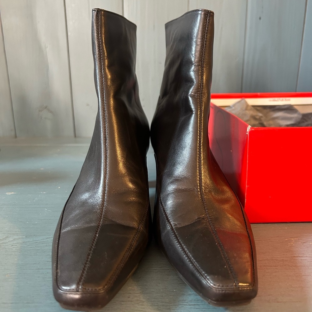(New) Aerosoles Black Leather Mini Heel Boots | Women’s Size 8 POP PIZ